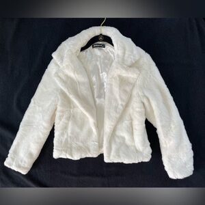White faux fur jacket by Allegra K, size XS